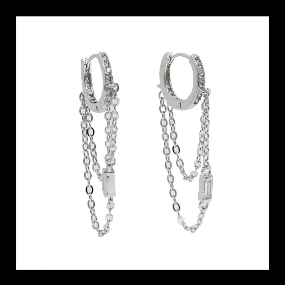 Silver Tassel Hoop Earrings